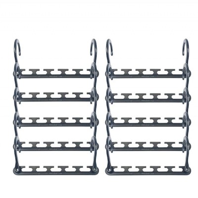 Set 10 bucati organizator pentru umerase, din PVC, cu 5 agatatoare, lungime 23.5 cm, gri foto