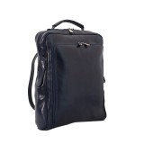 Rucsac din piele naturala vachetta, port laptop, bleumarin, R107E