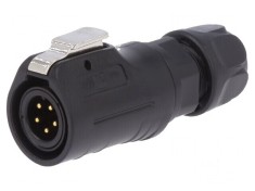 Conector circular mufă 12 02 tată PIN 5 aurit 5A