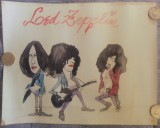 Caricatura Led Zeppelin, trupa rock// acuarela pe hartie, fan art, Peisaje, Altul