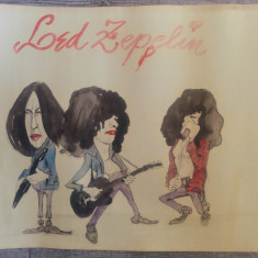 Caricatura Led Zeppelin, trupa rock// acuarela pe hartie, fan art