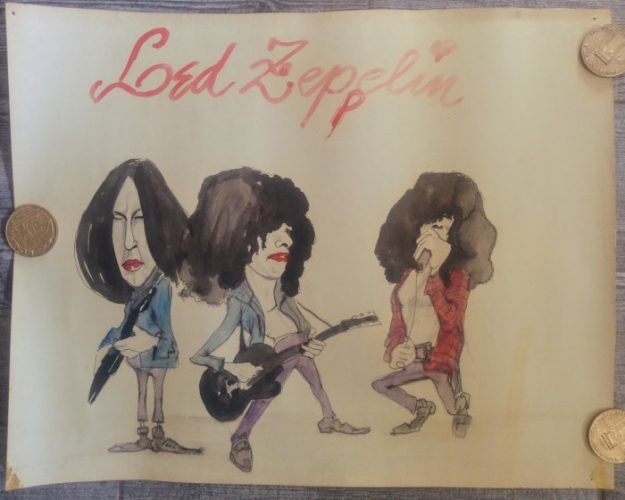 Caricatura Led Zeppelin, trupa rock// acuarela pe hartie, fan art