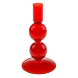 ștăndard Decorativ din Sticlă, Model 2 Bile, Culoare Roșu, Dimensiuni 9x17cm, Oem