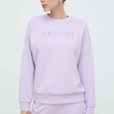 Armani Exchange bluza femei, culoarea violet, cu imprimeu