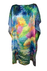 Rochie tip poncho dama L, Dacali, mov/verde, one size