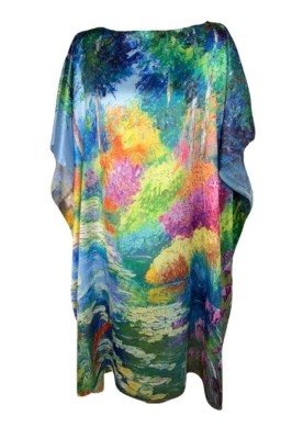 Rochie tip poncho dama L, Dacali, mov/verde, one size foto
