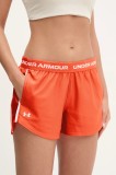 Under Armour pantaloni scurți de antrenament Tech Play culoarea portocaliu, cu imprimeu, medium waist, 1389882