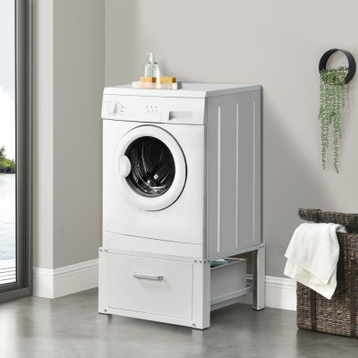 Suport pentru masina de spalat standard AAWR-8002 alb cu sertar [en.casa] HausGarden Leisure foto