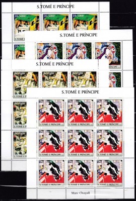 DB1 Pictura Abstracta Sao Tome Marc Chagall 4 x MS MNH foto