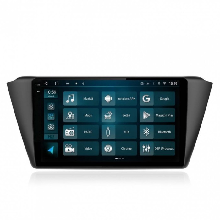 Navigatie 2K Skoda Fabia (2015+) 8GB RAM Android 13 Octacore Slot Sim 4G DSP GPS Wi-FI Carplay Android Auto USB Bluetooth Waze Touchscreen 9.5 Inch