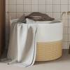 Cos Depozitare Gossi Bej Alb Bumbac &Oslash;51x33cm | Cos Rufe Jucarii Pliabil cu Manere