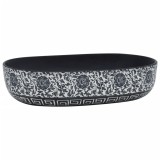 Lavoar de blat, negru si albastru, 59x40x14 cm, ceramica, oval