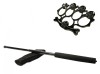 Set Autoaparare: Baston Telescopic Negru 50cm, Box Rozeta Craniu - Otel, Husa Curea
