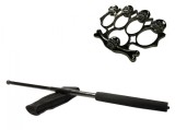 Set baston telescopic negru 50 cm si box,rozeta craniu negru
