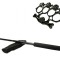 Set baston telescopic negru 50 cm si box,rozeta craniu negru