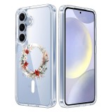 Husa pentru samsung galaxy s25 plus, atasare magnetica, magsafe, pink wreath 9, clear