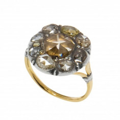 Inel din aur galben 14K cu diamante, circumferinta 53 mm foto