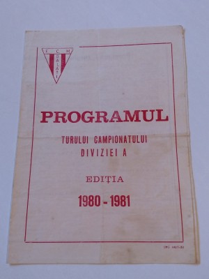 Programul Turului div.&amp;quot;A&amp;quot; - FCM Galati (editia 1980-1981) foto