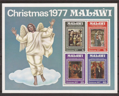 MALAWI 1977 PICTURA CRACIUN ( bloc dantelat) MNH foto