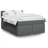 Gossi pat box spring cu saltea, gri inchis, 140x200 cm, textil