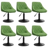 Cumpara ieftin Scaune de sufragerie pivotante 6 buc, verde deschis, catifea