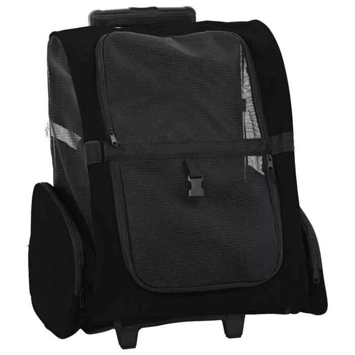 vidaXL Cărucior pentru animale de companie, design 3 &icirc;n 1, negru, 48x32x57 cm, material Oxford