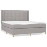 Cumpara ieftin Pat continental cu saltea, gri deschis, 160x200 cm, textil