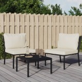 Set 2 Scaune Gradina vidaXL Nisipiu cu Perne, Otel, 60x74x79 cm, Confortabile, Exterior, Terasa, Rezistente, Design Modular