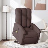 vidaXL Fotoliu rabatabil de masaj, cu ridicare, maro &icirc;nchis, textil
