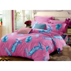 Lenjerie de pat pentru o persoana cu husa de perna dreptunghiulara, Moon, bumbac mercerizat, multicolor