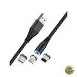 Cablu Incarcare USB-A - Lightning / microUSB / USB-C MaXlife MXUC-02 3in1 18W 1m Negru