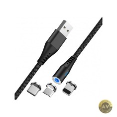 Cablu Incarcare USB-A - Lightning / microUSB / USB-C MaXlife MXUC-02 3in1 18W 1m Negru