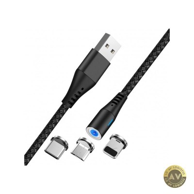 Cablu Incarcare USB-A - Lightning / microUSB / USB-C MaXlife MXUC-02 3in1 18W 1m Negru foto