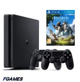 Consola Sony Playstation 4 Slim Ps4 1tb + Doua Controllere + Horizon Zero Dawn PlayStation 4, Second-Hand