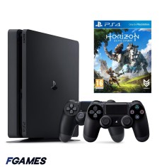 Consola Sony Playstation 4 Slim Ps4 1tb + Doua Controllere + Horizon Zero Dawn PlayStation 4, Second-Hand