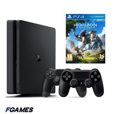 Consola Sony Playstation 4 Slim Ps4 500gb + Doua Controllere + Horizon Zero Dawn PlayStation 4, Second-Hand