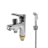 Baterie lavoar cu cap bideu Flow, monocomanda, zinc cromat