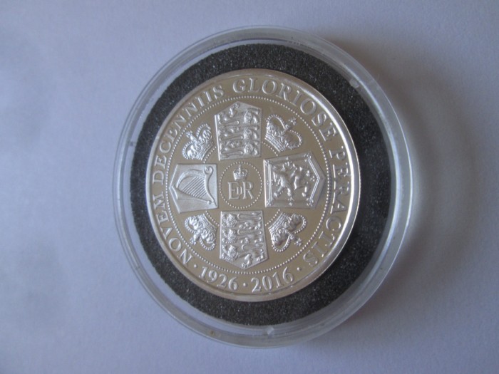 Gibraltar Half Crown 2016 UNC,moneda aniversară 90 de ani regina Elisabeta a II-a,placata ag.999