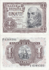 1953 (22 VII), 1 peseta (P-144a.1) - Spania - stare aUNC foto