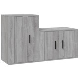 Cumpara ieftin Set dulapuri TV, 2 piese, gri sonoma, lemn prelucrat
