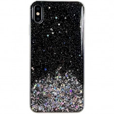 Husa TPU WZK Star Glitter Shining pentru Apple iPhone X / Apple iPhone XS, Neagra