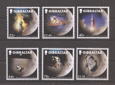 Gibraltar 2019&amp;ndash;Cea de-a 50-a aniversare a misiunii Apollo 11 pe Lună (serie),MNH foto