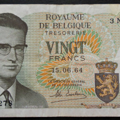 Bancnota 20 FRANCI - BELGIA, anul 1964 * cod 107