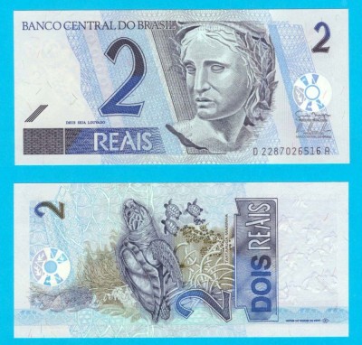 Brazilia (p#249) 2 Reais 2001 UNC &amp;#039;Prima emisie&amp;#039; serie: D 2287026516 B foto