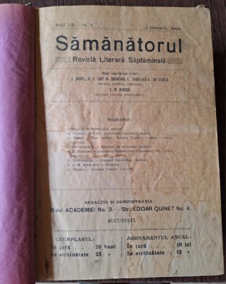 Semanatorul - Revista Literara Saptamanala Anul al VII 1908 complet foto