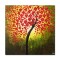 Tablou pictat manual, Copacul vietii cu flori rosii, 90x90cm ulei pe panza in relief efect 3D, Valentin Pop