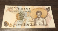 P-11b Ghana - 5 Cedis 1977 UNC foto