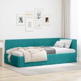 vidaXL Cadru de pat colțar cu headboard Turcoaz 100 x 200 cm Catifea