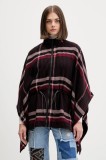 Desigual poncho CHECKS ALDAMA culoarea bordo, light, 25WAIA11