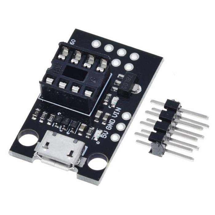 Adaptor ATtiny13A / ATtiny25 / ATtiny45 / ATtiny85 micro USB board (a.9040W)